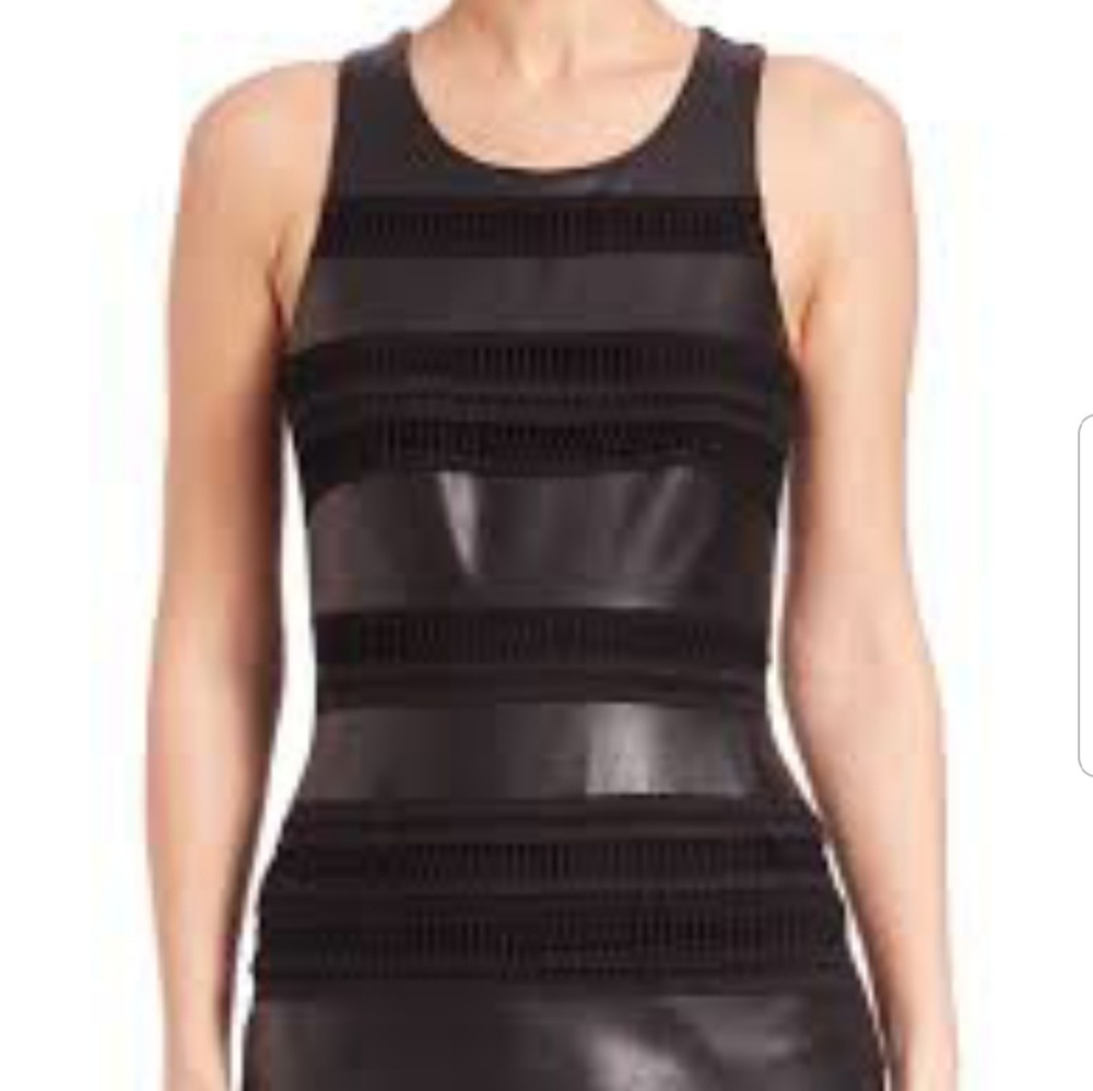 Bailey 44 black faux leather stripe tank Sm